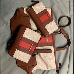 Walmart brand purse, handbag, and wallet set.